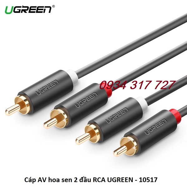 Cáp AV 2 hoa sen (RCA) dài 1.5M Ugreen 10517